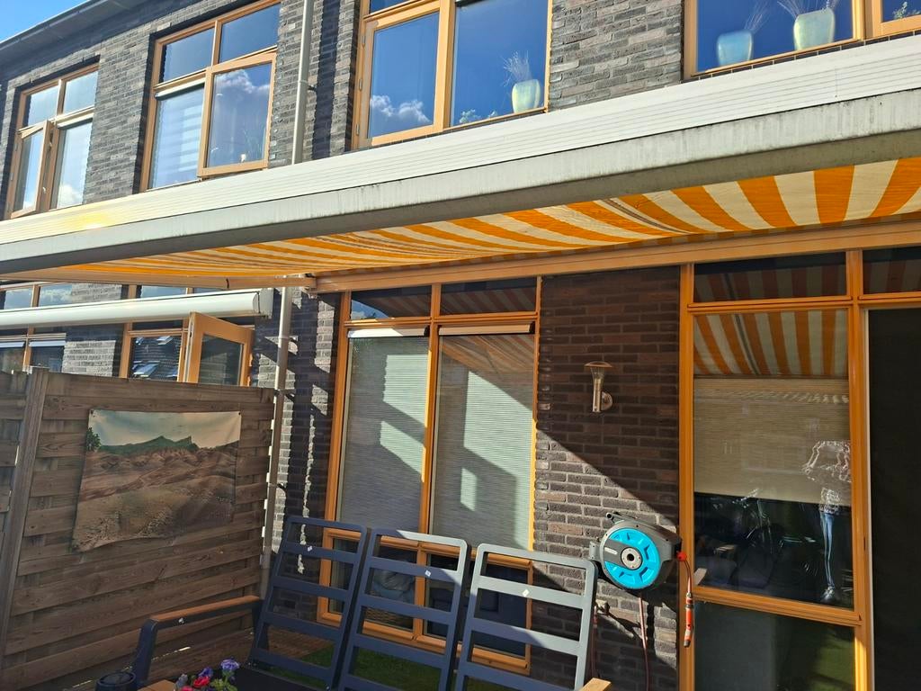 Elektrisch zonnescherm 5x3 meter met afstandsbediening, Tuin en Terras, Zonneschermen, Ophalen