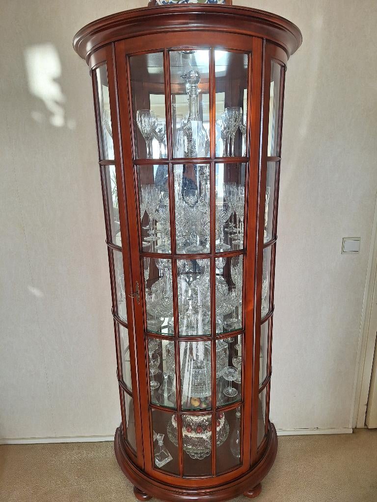 Glazen vitrinekast, Huis en Inrichting, Kasten | Vitrinekasten, Ophalen, Met deur(en), 200 cm of meer, 50 tot 100 cm