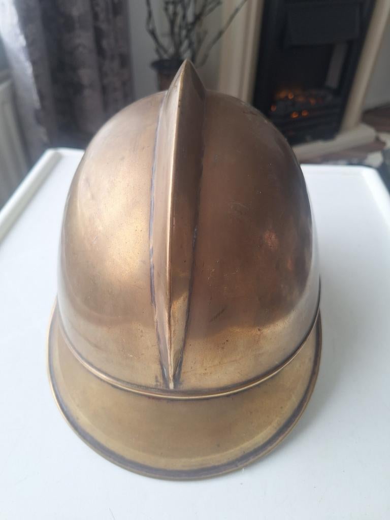 Antieke Duitse Brandweerhelm - Messing, Ophalen of Verzenden