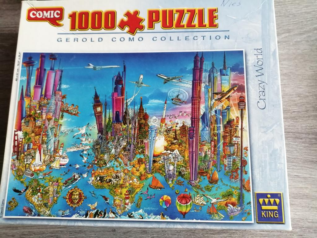 King Puzzel - Crazy World - 1000 Stukjes, Ophalen of Verzenden, 500 t/m 1500 stukjes, Zo goed als nieuw, Legpuzzel