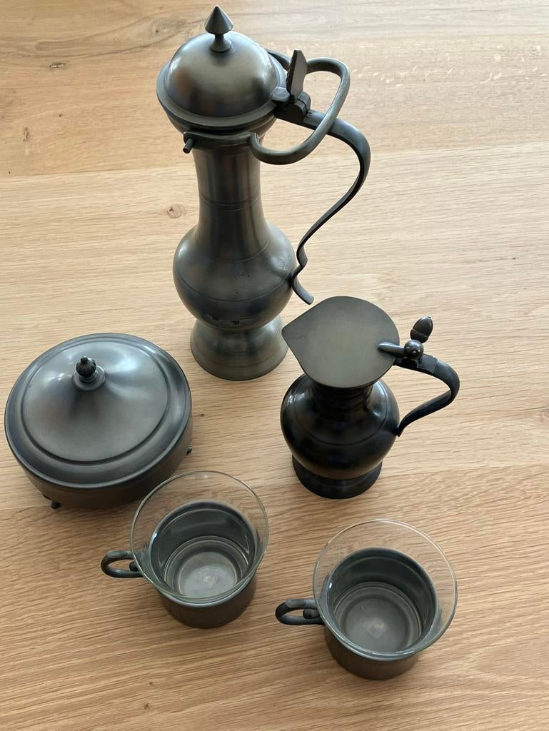 5 Tinnen servies stukken RIO Tiel, Verzenden
