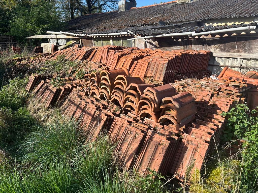 Dakpannen vlakke mulden rood, Ophalen, Gebruikt, Steen of Klei, 15 m² of meer