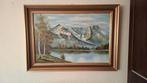 Schilder K. Bowman Berglandschap Sneeuw 100 x 75 CM, Antiek en Kunst, Kunst | Schilderijen | Klassiek, Ophalen
