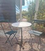 Frans Bistroset, marmer gietijzer 2 oude klapstoelen, Ophalen