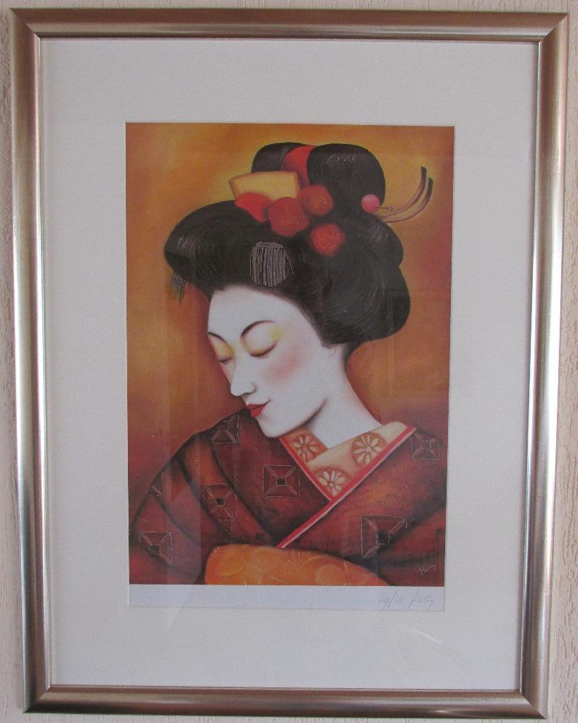 Hilly Jansen - Japanse vrouw - Zeefdruk – Gesigneerd, Ophalen of Verzenden