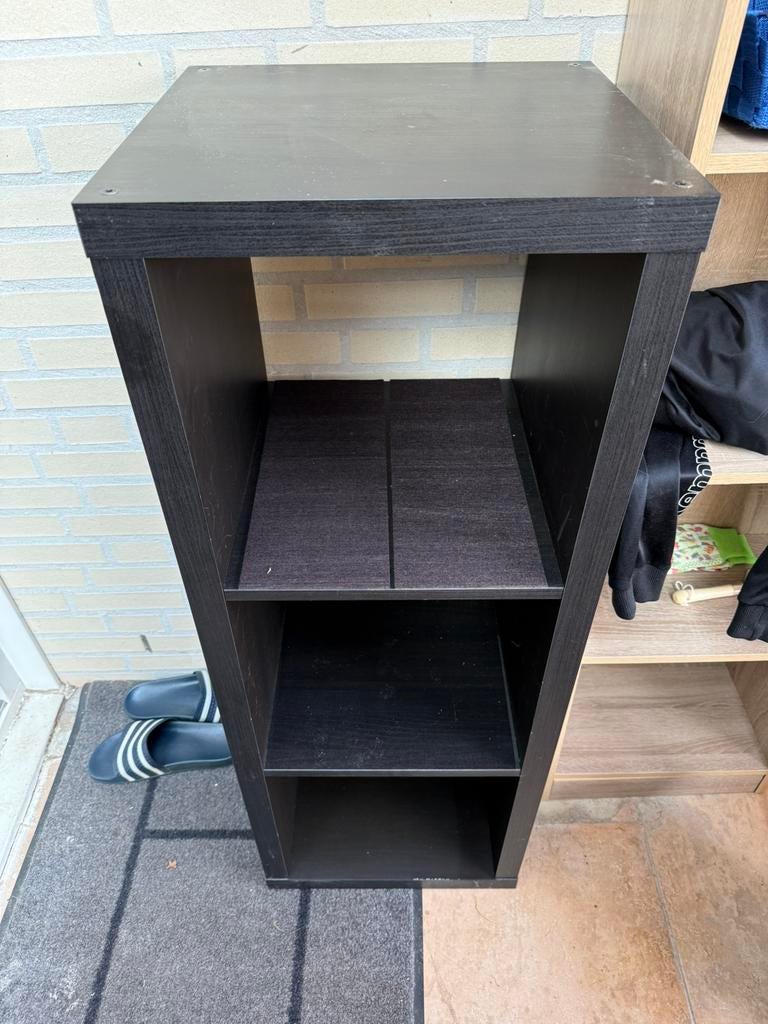 Kallax 3 vakken zwart, Ophalen, Gebruikt, Hout, Cd's