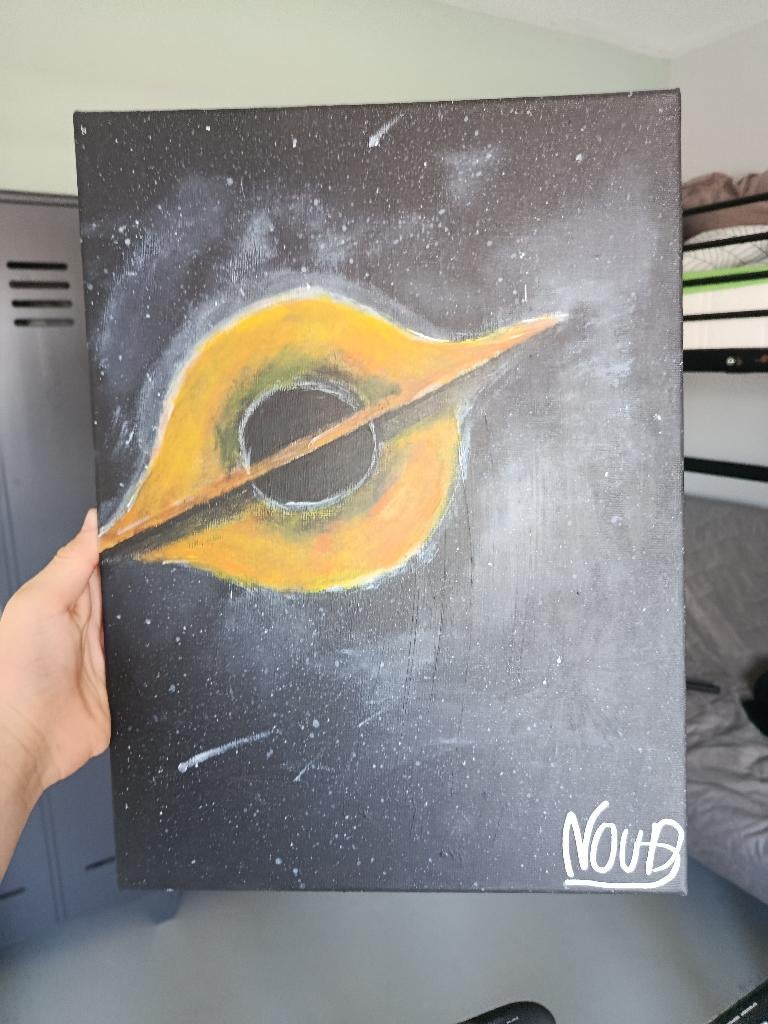 Schilderij ruimte zwartgat, Antiek en Kunst, Kunst | Schilderijen | Klassiek, Ophalen of Verzenden