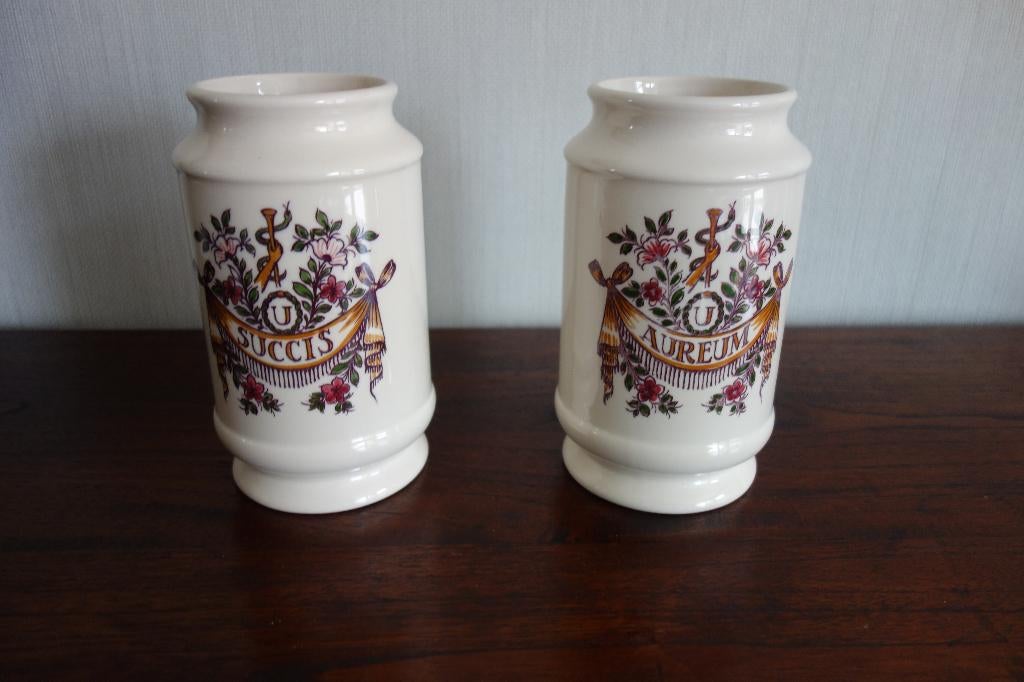 2 porseleinen apotheek potten interPharm, Ophalen of Verzenden