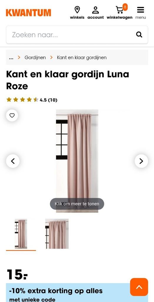 8x Roze Verduisterende Kant & Klaar Gordijnen 140x260 cm, Ophalen, 200 cm of meer, Zo goed als nieuw, Modern