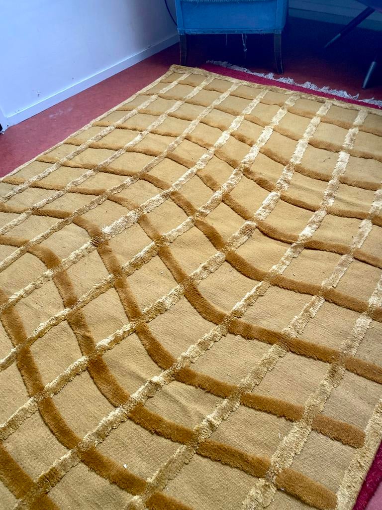 Ikea SKUGGSVINGEL vloerkleed, geel, wol , handgemaakt, Ophalen, 150 tot 200 cm, 200 cm of meer, Zo goed als nieuw