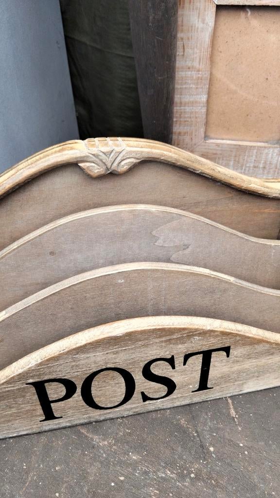 Brocante houten postbakje, Ophalen of Verzenden