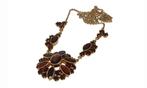 Granaat 14k gouden ketting dames fraaie choker vintage, Verzenden, Goud, Ketting, Met edelsteen