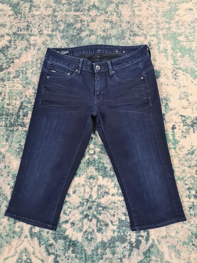G-star midge mid cropped W27 Dmaes Tulsi27 Blauw Korte Broek, Blauw, Ophalen of Verzenden, W27 (confectie 34) of kleiner, G-STAR RAW