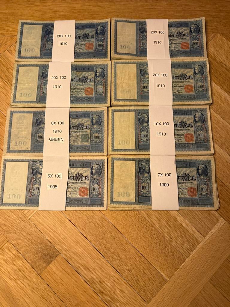 Zeldzame 111x Duitse 100 Mark bankbiljetten (1908-1910), Postzegels en Munten, Bankbiljetten | Europa | Niet-Eurobiljetten, Ophalen of Verzenden