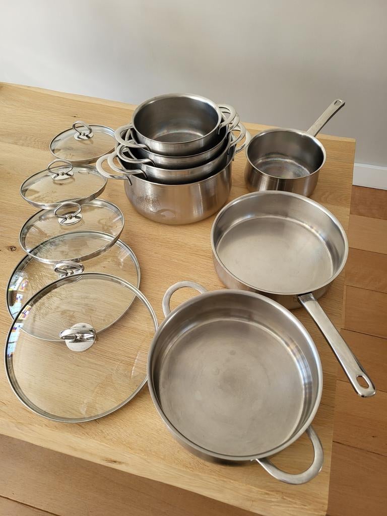 BK RVS Pannenset met Glazen Deksel - Diverse Maten, Ophalen, Gebruikt, Rvs, Pannenset