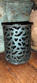 Metalen brocante windlicht kandelaar, Ophalen of Verzenden