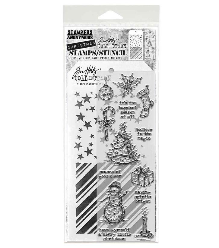 Stampers Anonymous Tim Holtz Stamps + Stencil Set #190, Hobby en Vrije tijd, Stempelen, Nieuw, Clearstamp, Verzenden