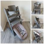 ZGAN! Stokke Tripp Trapp storm grey+babyset,2 st newbornset, Ophalen of Verzenden, Zo goed als nieuw, Stokke Tripp Trapp, Stoelverkleiner