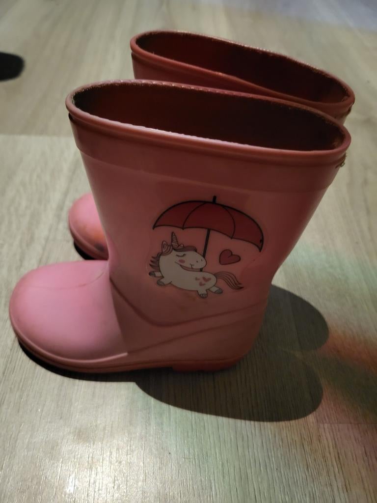 Roze regenlaarzen met eenhoorn maat 24, Gebruikt, Meisje, Ophalen of Verzenden, Laarzen