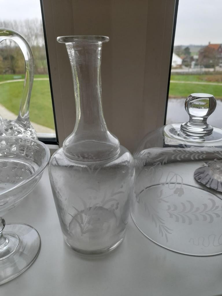 Antiek glaswerk prachtig geëtst, Antiek en Kunst, Antiek | Glas en Kristal, Ophalen of Verzenden