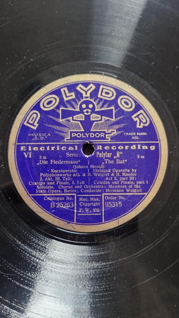 2x Bakeliet LP 78 toeren - Die Fledermaus I & V - Polyfar R, Cd's en Dvd's, Vinyl | Overige Vinyl, Ophalen of Verzenden