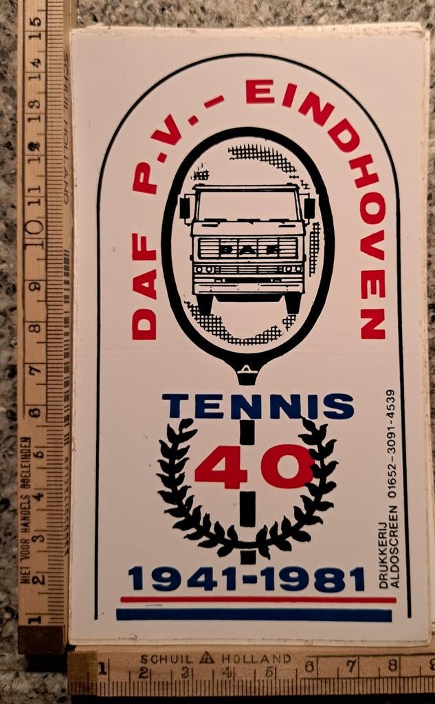 Vintage sticker P.V. DAF Eindhoven vrachtwagen vrachtauto, Verzamelen, Ophalen of Verzenden, Zo goed als nieuw, Overige typen