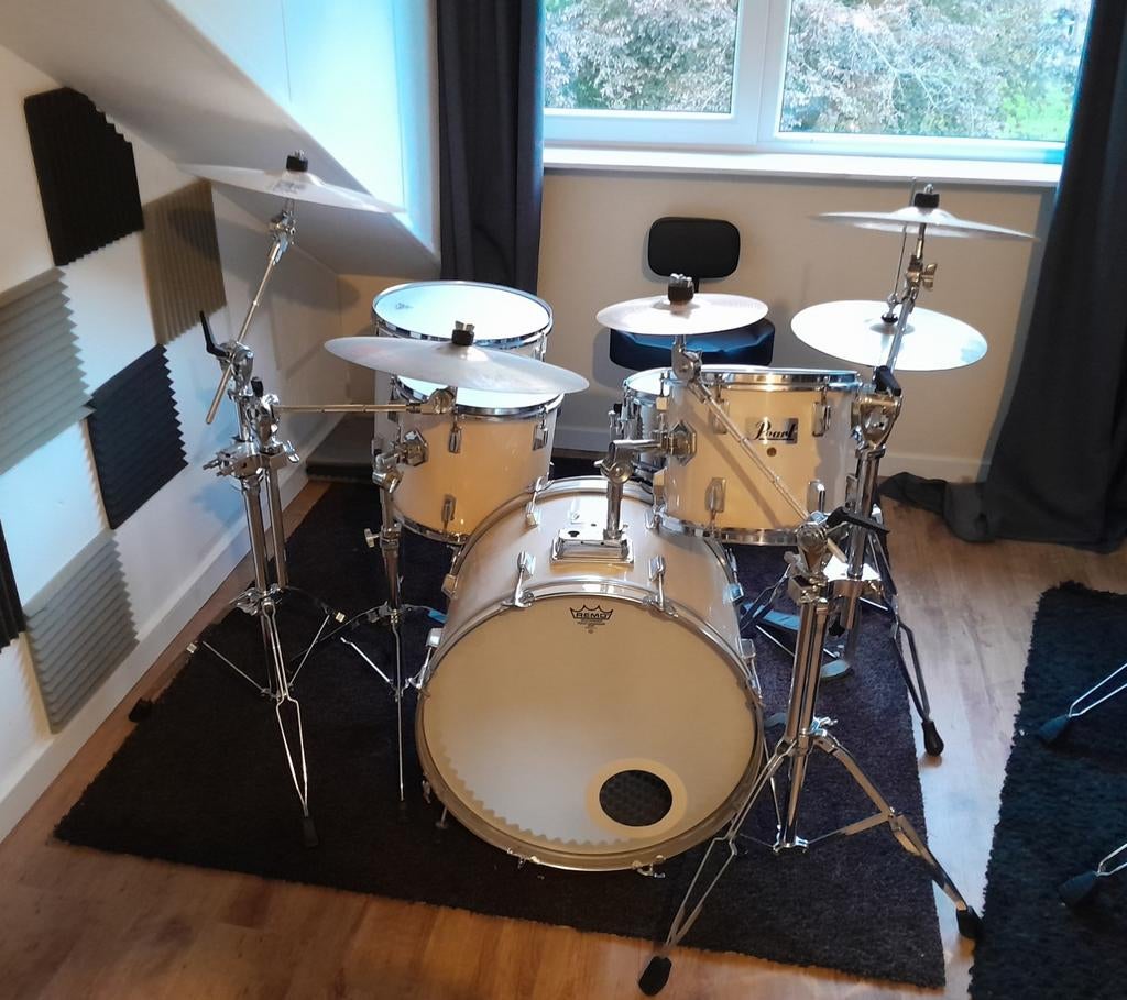 Retro Drumstel met Bekkens en Hardware - Complete Set, Muziek en Instrumenten, Drumstellen en Slagwerk, Gebruikt, Overige merken
