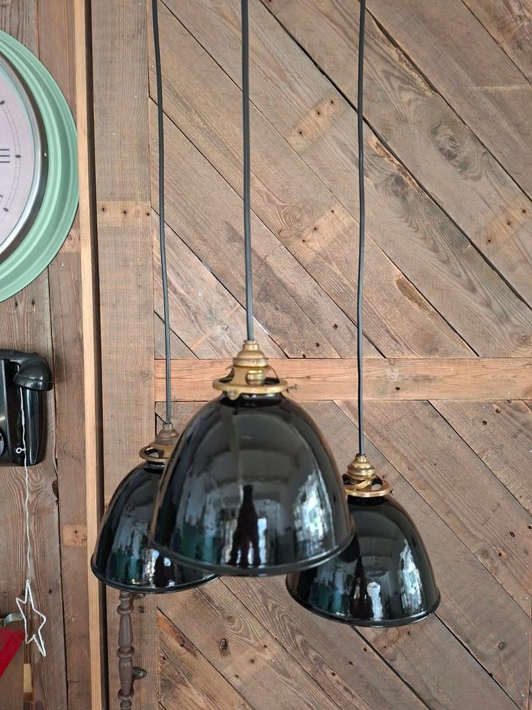 Zwarte emaille hanglampen, Ophalen of Verzenden, Minder dan 50 cm