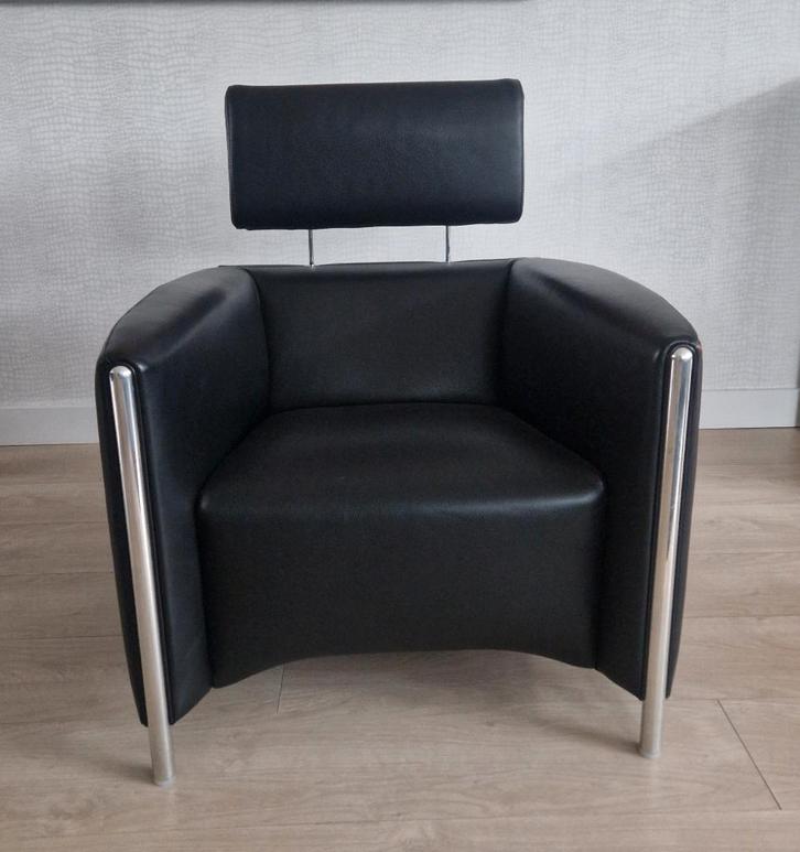 Leolux Goncharov, Huis en Inrichting, Stoelen, Zo goed als nieuw, Eén, Leer, Metaal, Zwart, Ophalen