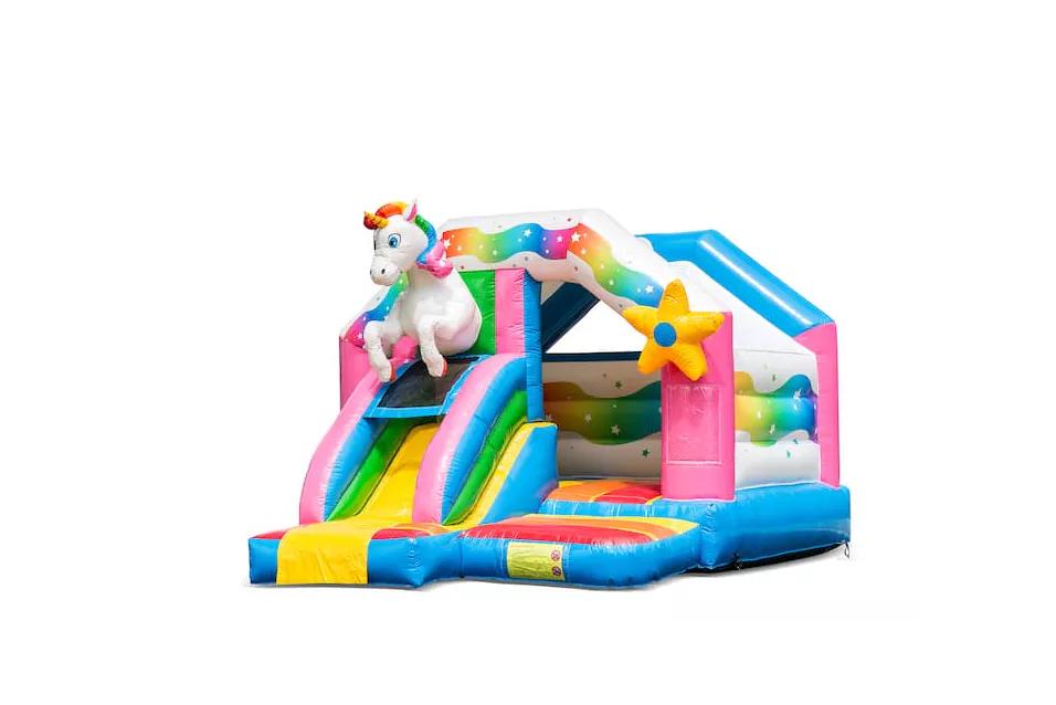 Unicorn Springkussen met Glijbaan, Kinderen en Baby's, Speelgoed | Buiten | Springkussens, Zo goed als nieuw, Ophalen of Verzenden