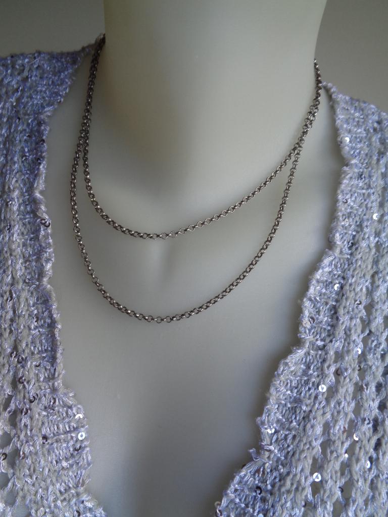 zilveren lange jasseron ketting [710], Verzenden, Zo goed als nieuw, Zilver, Zilver