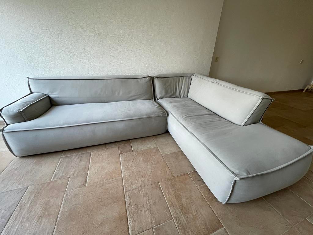 Grijze hoekbank 2delig, Ophalen, Gebruikt