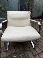 2x Conform Shabby fauteuils wit leer, Ophalen, 75 tot 100 cm, Zo goed als nieuw, 50 tot 75 cm