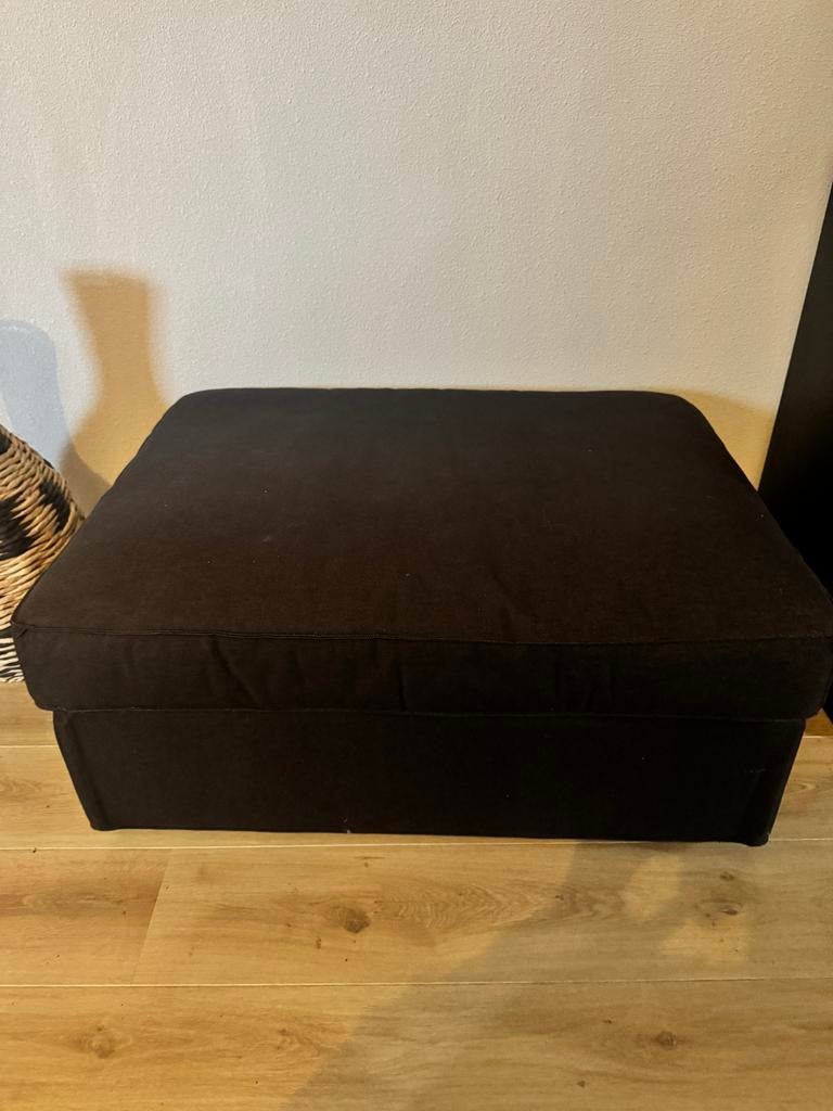 Ikea hocker/poef met opbergruimte, Huis en Inrichting, Banken | Voetenbanken en Poefen, Ophalen, Gebruikt, Vierkant, Stof