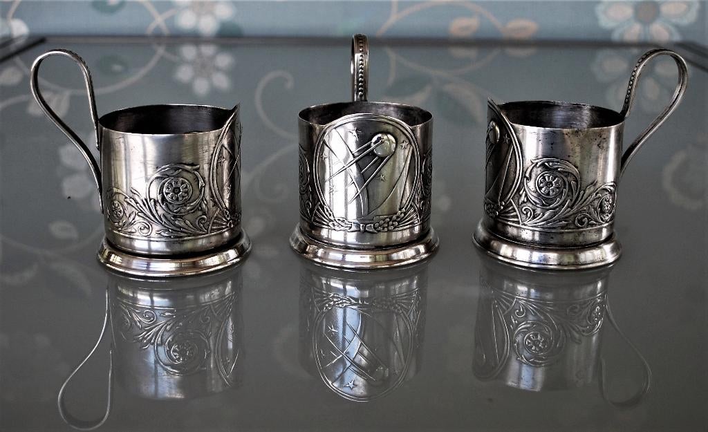 Spoetnik 5 stuks Russisch Theeglas houder Podstakannik, Ophalen of Verzenden