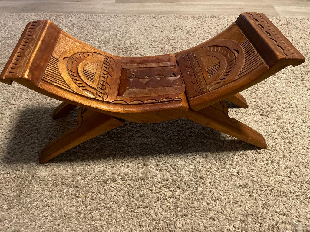 Handgesneden Surinaamse Adjaini Bangi Bankje, Ophalen of Verzenden