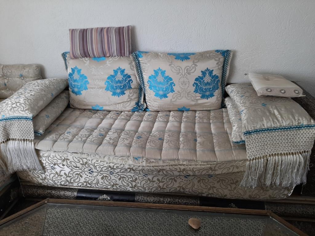 Traditionele Marokkaanse hoekbank met salontafel, Ophalen, Zo goed als nieuw, Stof, Marokkaans