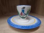 Vintage Eierdopje met Schoteltje - Handgeschilderd, Antiek en Kunst, Ophalen of Verzenden