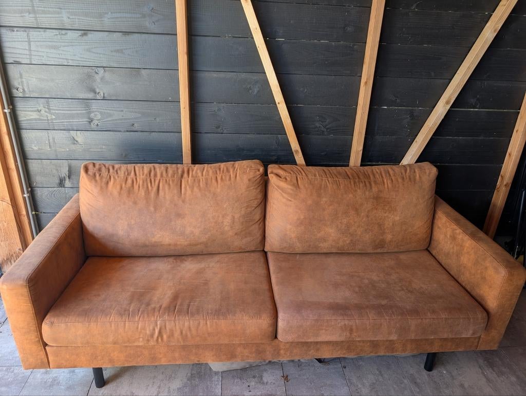 Gratis af te halen -Leen Bakker bank Collin cognac, 2.5 zits, Ophalen, Gebruikt, Overige maten, 75 tot 100 cm