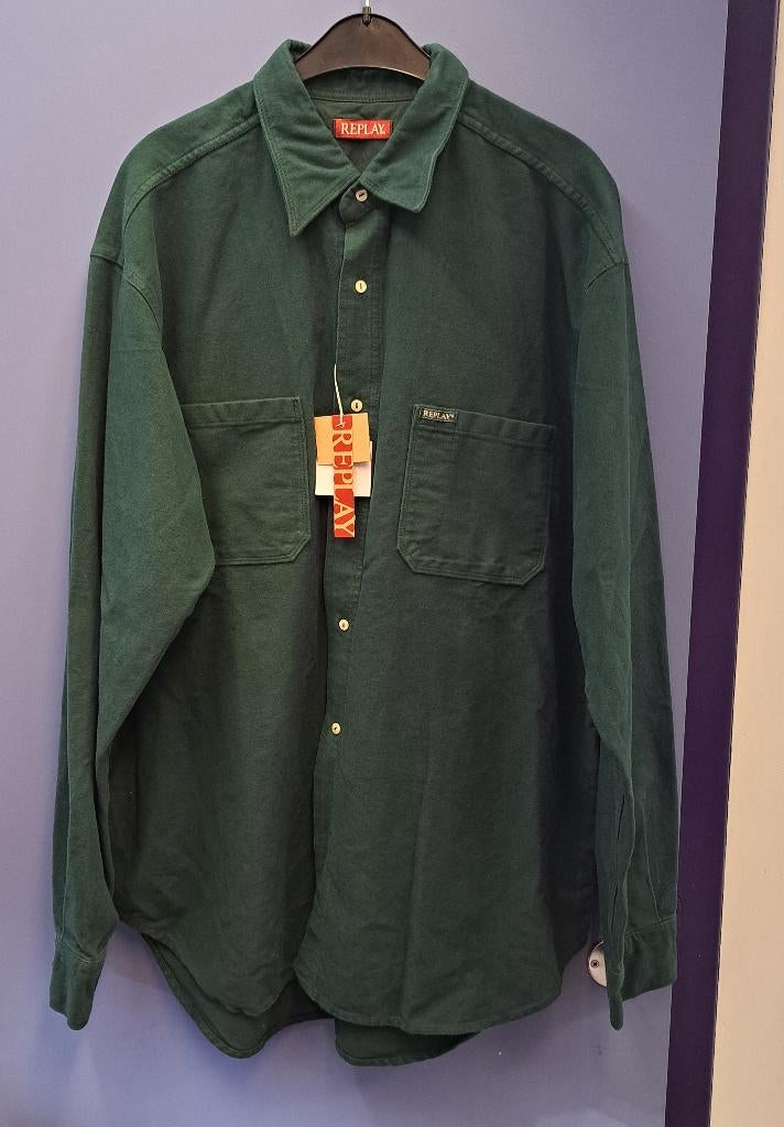 Replay donker groen overhemd nieuw dik materiaal XXL 50063, Kleding | Heren, Overhemden, Nieuw, Overige halswijdtes, Groen, Ophalen of Verzenden