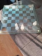 Glazen schaakspel compleet, Ophalen of Verzenden, Zo goed als nieuw, Rond, Hout