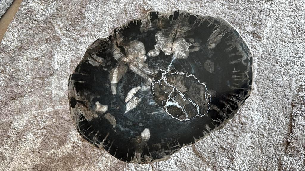 Steen houten tafel - Eyecatcher!, Huis en Inrichting, Tafels | Salontafels, Ophalen, Rechthoekig, 50 tot 100 cm, Minder dan 50 cm