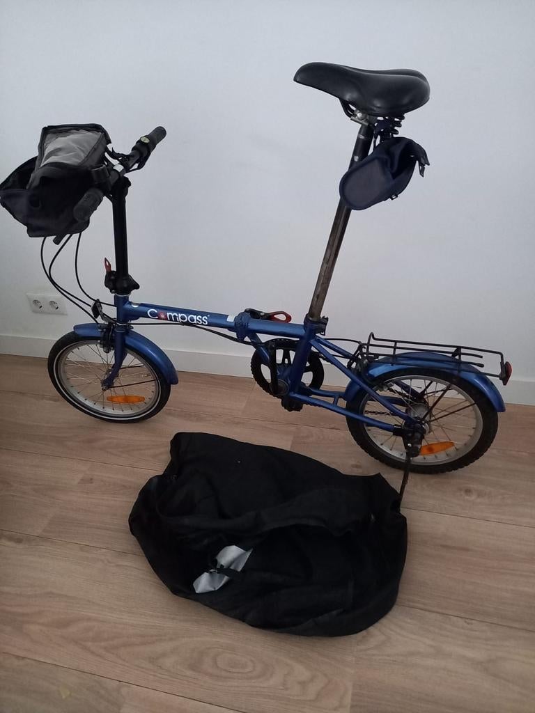 Vouwfiets Compass met versnelling en opbergtas, Fietsen en Brommers, Fietsen | Vouwfietsen, Overige merken, Gebruikt, Versnellingen