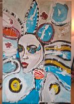 Abstract Schilderij: Vrouw met Levendige Kleuren (75x115cm), Ophalen of Verzenden