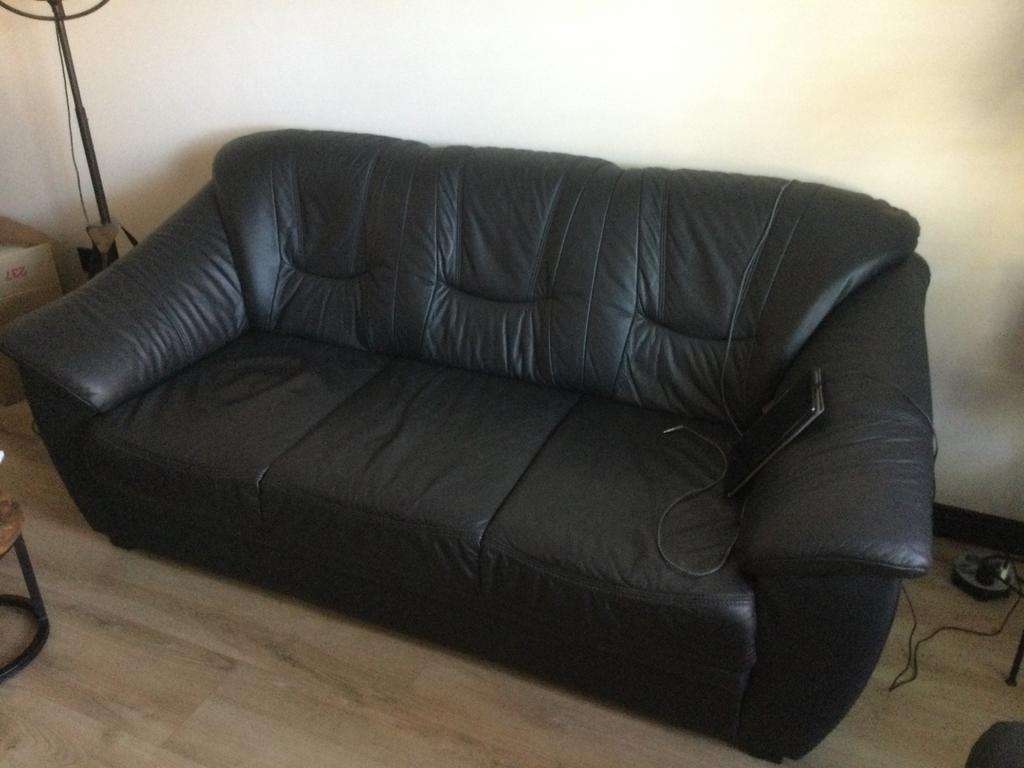 Bank en 2 fautuils, Huis en Inrichting, Banken | Bankstellen, Ophalen of Verzenden, Leer