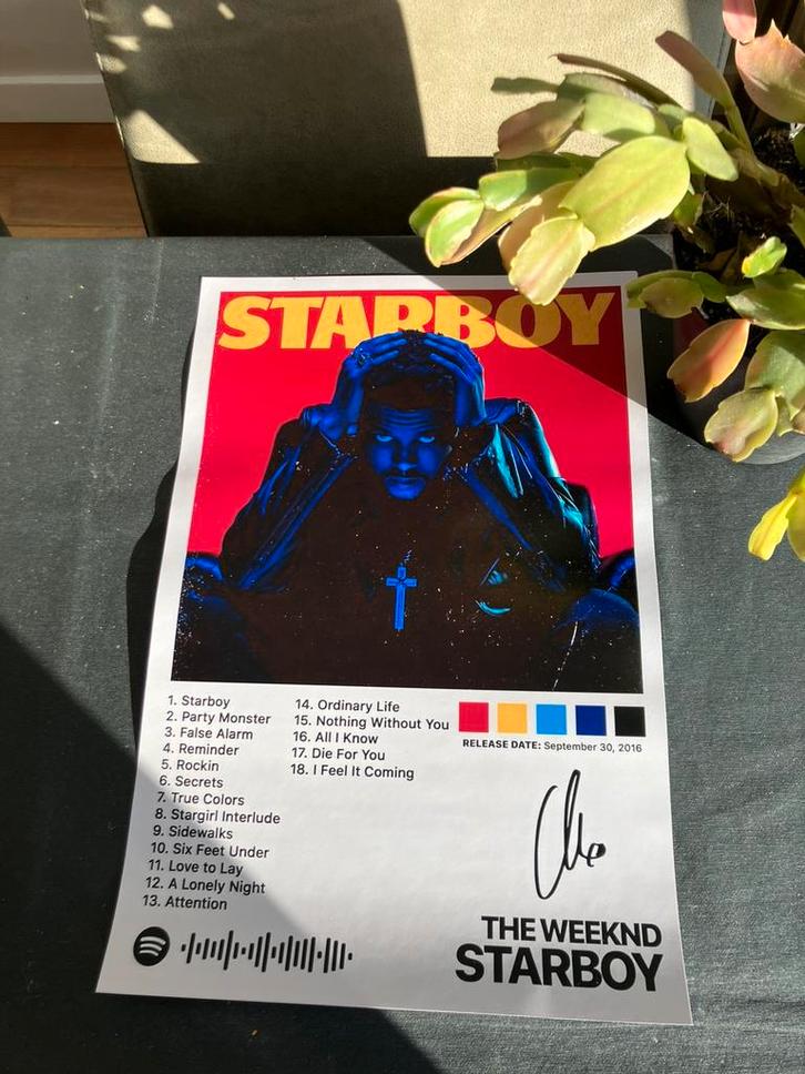 Album Poster Starboy – The Weeknd, Verzamelen, Posters, Nieuw, Overige onderwerpen, A1 t/m A3, Ophalen of Verzenden