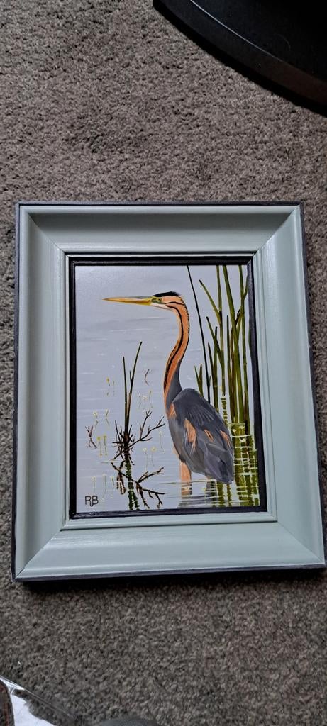 Schilderij Purperreiger door Ron Brinkman Reiger, Ophalen of Verzenden