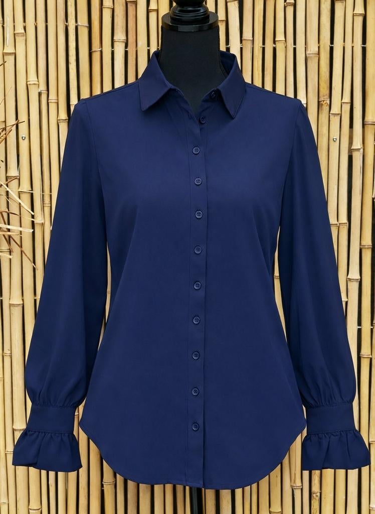 Mi Piace Travelstof Blouse Maat L Kleur Dark Blue, Kleding | Dames, Blouses en Tunieken, Mi Piace, Maat 42/44 (L), Nieuw, Verzenden