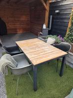 Tuintafel met 4 kuipstoelen, Ophalen, Gebruikt, Rechthoekig, Overige materialen