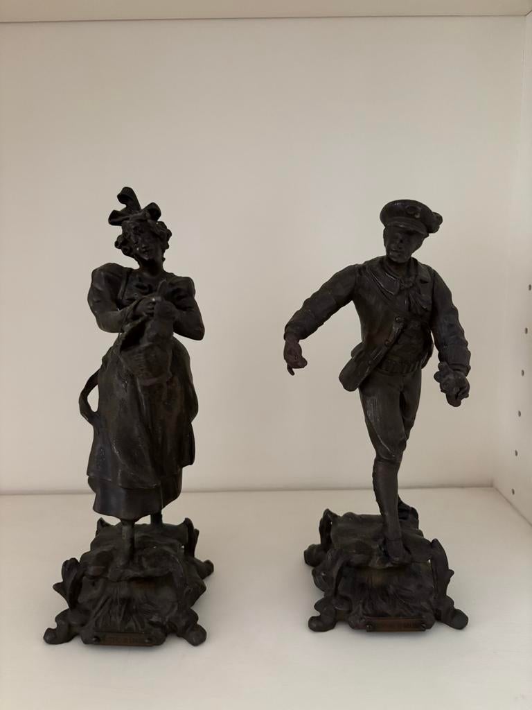 Bronzen beeldjes Barthelemy - Man en Vrouw, Antiek en Kunst, Kunst | Beelden en Houtsnijwerken, Minder dan 20 cm, Ophalen of Verzenden